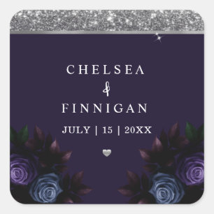 Modern Navy Blue And Silver Add Logo Square Sticker