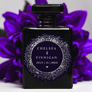 Modern Navy Blue And Silver Glitter Classic Round Sticker