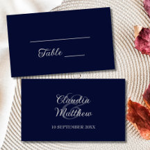 Modern Navy Blue and Silver Script Wedding