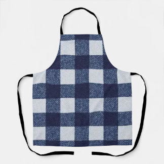 Modern Navy Blue and White Checkerboard All-Over  Apron