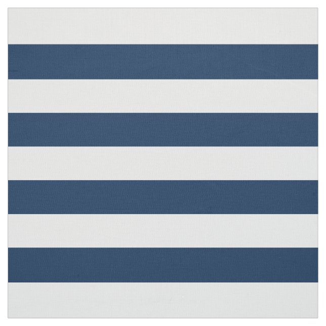 Modern Navy Blue and White Horizontal Stripes Fabric (Swatch)