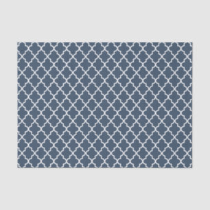 Modern Navy Blue and White Moroccan Quatrefoil Tissue Paper