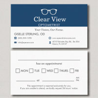 Modern Navy Blue Appointment Reminder Optometrist