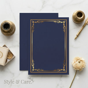 Modern Navy Blue Blank Invitation with Frame Accen