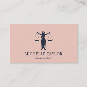 Modern Navy Blue Blush Pink Attorney Lawyer Business Card