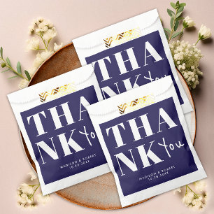 Modern Navy Blue Bold Thank You Wedding Party Favour Bags