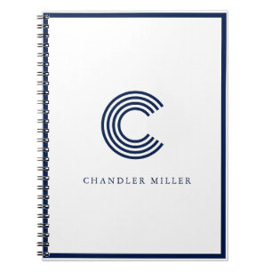 Modern Navy Blue Border Custom Stationery Notebook