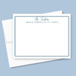 Modern Navy Blue Border Family Name Stationery Card<br><div class="desc">This design features a thin double border with space for a family name and individual family member names. Click the customise button if you would like to adjust the design elements and/or further modify the text! Variations of this design, additional colours, as well as coordinating products are available in our...</div>
