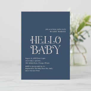 Modern Navy Blue Boy Bold Elegant Baby Shower Invitation