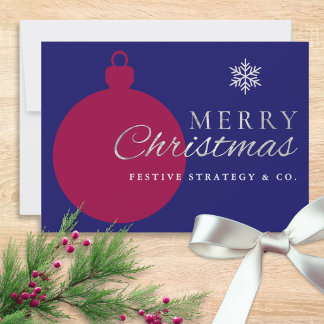 Modern Navy Blue Business Christmas Holiday Card