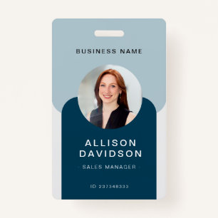 Modern Navy Blue Business Employee Photo ID Badge