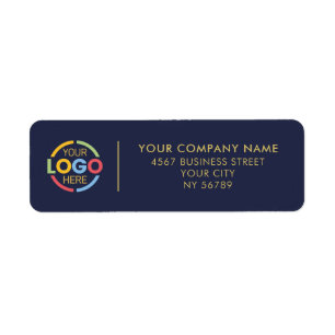 Modern Navy Blue Business Logo Return Address