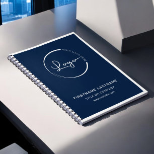 Modern Navy Blue Business Professional Logo Name Notebook
