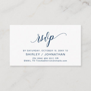 Modern Navy Blue Calligraphy, Wedding RSVP Enclosure Card