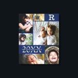 Modern Navy Blue Colour Block Family Photo Collage Canvas Print<br><div class="desc">Modern Navy Blue Colour Block Family 6 Photo Collage - with personalised family last name, year, and initial letter, all arranged in an elegant grid layout. This modern and sleek design displays 6 of your own pictures beautifully. Available in several colorways to match any room decor. Makes a great holiday...</div>