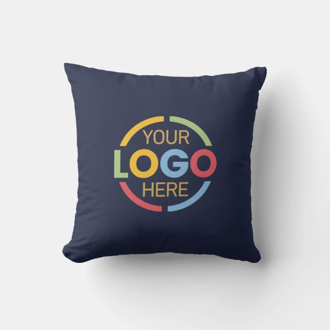 Modern Navy Blue Company Business Logo Branded Cushion (Front)
