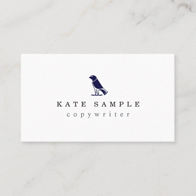 Modern Navy Blue Copywriter Personal Brand Bird Business Card (Front)