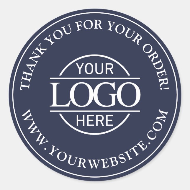 Modern Navy Blue Custom Busines Logo Promotional Classic Round Sticker (Front)
