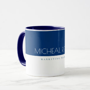 Modern Navy Blue Custom monogram Name and Job Mug