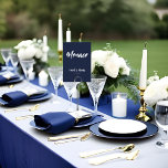 Modern Navy Blue Custom Wedding Table Name Table Number<br><div class="desc">For the modern and creative couple who wants to assign their favourite travelling locations to their wedding reception tables instead of just a number. Whether it is your favourite street name, city, state country travelling location; this simple but versatile design is for you! Elegant navy blue background and white typography...</div>