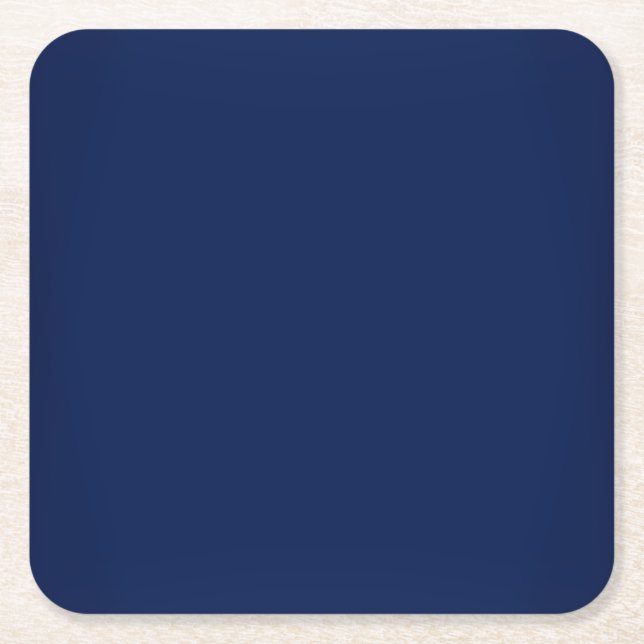 Modern Navy Blue Customisable Square Paper Coaster (Front)