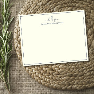 Modern Navy Blue Dandelion Stationery Note Card