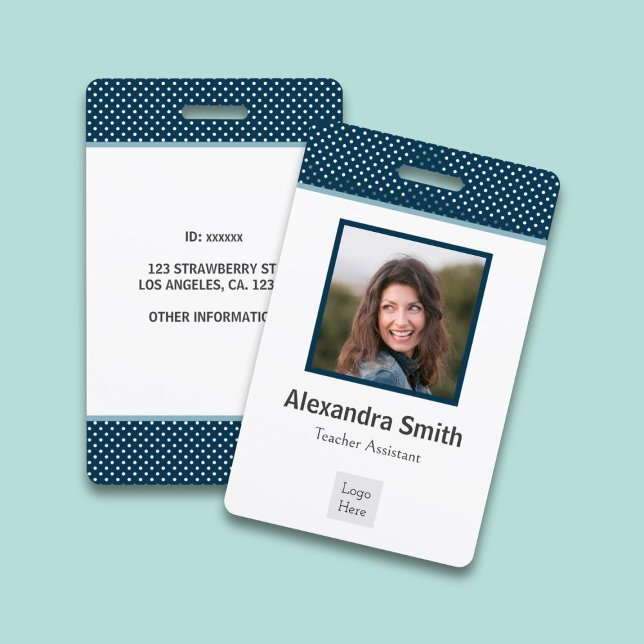Modern Navy Blue Employee ID Badge (Creator Uploaded)