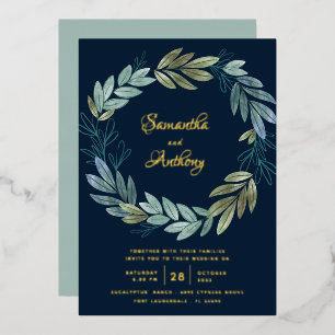 Modern Navy Blue Floral Wedding 