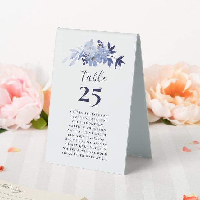 Modern Navy Blue Floral Wedding Seating Chart (Creator Uploaded)