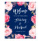 Modern Navy Blue Floral Wreath Wedding Sign