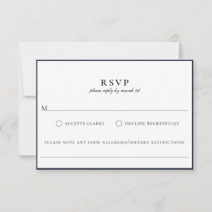 Modern Navy Blue Food Allergy RSVP Card