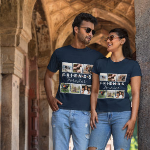 Modern Navy Blue Friends Forever Photo Collage T-Shirt