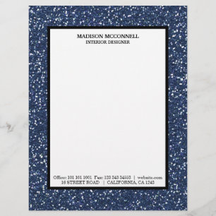 Modern navy blue glitter custom letterhead