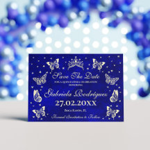Modern Navy Blue Gold 15th Birthday Quinceañera