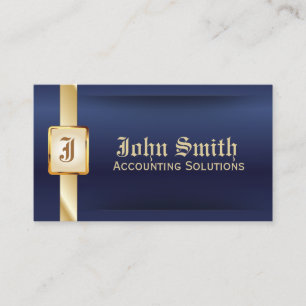 Modern Navy Blue & Gold Accounting Business Card