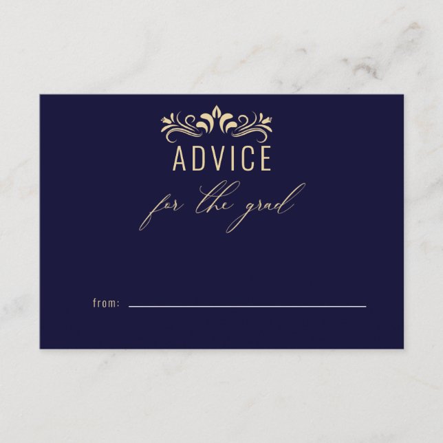 Modern Navy Blue Gold Advice For The Graduate  Enclosure Card (Front)