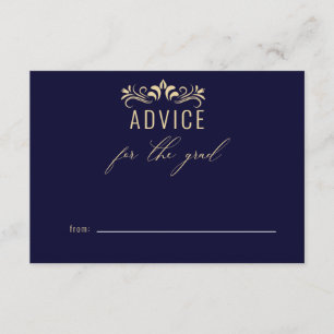 Modern Navy Blue Gold Advice For The Graduate  Enclosure Card