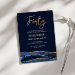 Modern Navy Blue Gold Agate 40th Birthday Party  Invitation<br><div class="desc">This beautiful agate Invitation is perfect for any special occasion! Its elegant, trendy and modern design will make your guests feel like royalty. The deep navy blue watercolor texturing and faux gold glitter accents give it a luxurious look, creating a unique and stylish invitation. You can customise the texts to...</div>