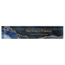 Modern Navy Blue Gold Agate Geode Real Estate