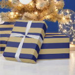 Modern navy blue gold bold stripes pattern wrapping paper<br><div class="desc">Modern navy blue and faux gold bold stripes pattern elegant stylish chic gift Wrapping Paper.</div>