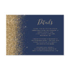 Modern Navy Blue Gold Glitter Edge Wedding Details