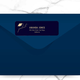 Modern Navy Blue Gold Graduation