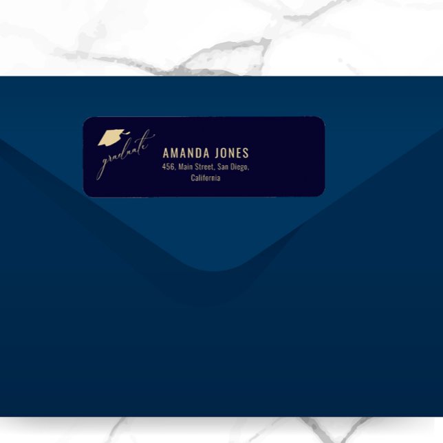 Modern Navy Blue Gold Graduation  (Creator Uploaded)
