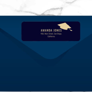 Modern Navy Blue Gold Graduation