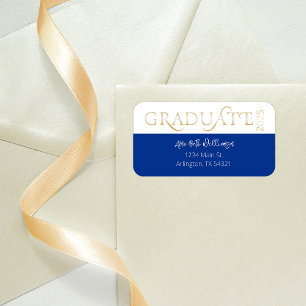Modern Navy Blue Gold Graduation Address Label