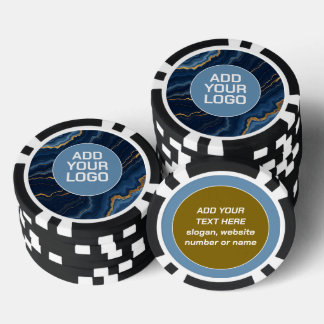 Modern Navy Blue Gold Marble Collection Poker Chips