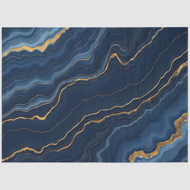 Modern Navy Blue Gold Marble Collection Tissue Paper (Front)