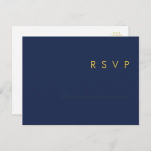 Modern Navy Blue   Gold Menu Choice RSVP Postcard