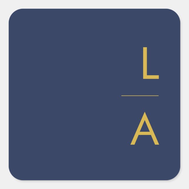 Modern Navy Blue | Gold Monogram Envelope Seals (Front)