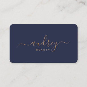 Modern Navy Blue gold Signature Business Card
